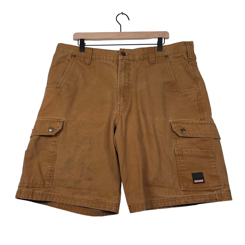 Craftsman Work Shorts Mens 38 Brown Duck Canvas Cargo Utility Distressed Grunge